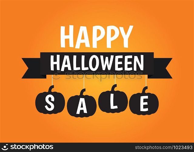 Halloween sale banner background with lettering on black ribbon