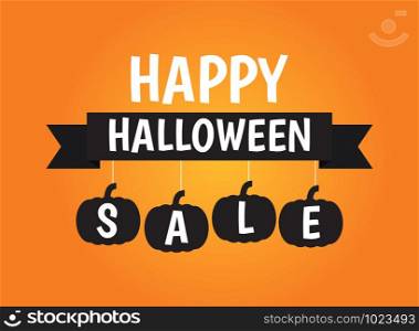 Halloween sale banner background with lettering on black ribbon