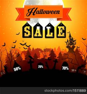 Halloween sale hot offer .Vector illustration