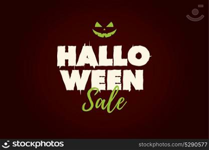 Halloween Sale text logo with pumpkin. Editable vector design.