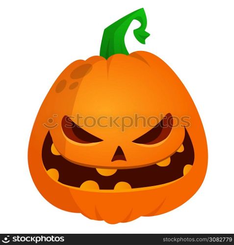 Halloween scarecrow with pumpkin head illustration. Vector cartoon carved jack-o-lantern isolated