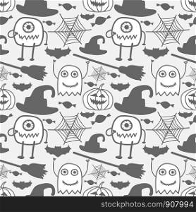 Halloween seamless pattern background. Vector illustration for fabric and gift wrap paper design.