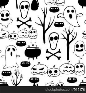 Halloween seamless pattern background. Vector illustration for fabric and gift wrap paper design.