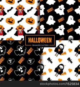 Halloween seamless pattern collection, Abstract background, Decorative wallpaper.