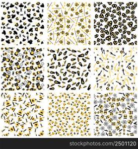 Halloween seamless vector patterns. Set isolated on white background