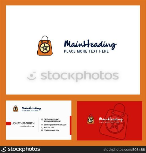 Halloween shopping bag Logo design with Tagline & Front and Back Busienss Card Template. Vector Creative Design