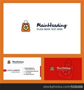 Halloween shopping bag Logo design with Tagline & Front and Back Busienss Card Template. Vector Creative Design