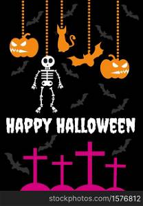 Halloween skeleton background for greeting card.