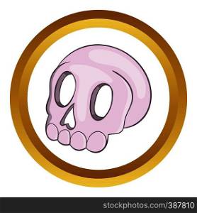 Halloween skull vector icon in golden circle, cartoon style isolated on white background. Halloween skull vector icon