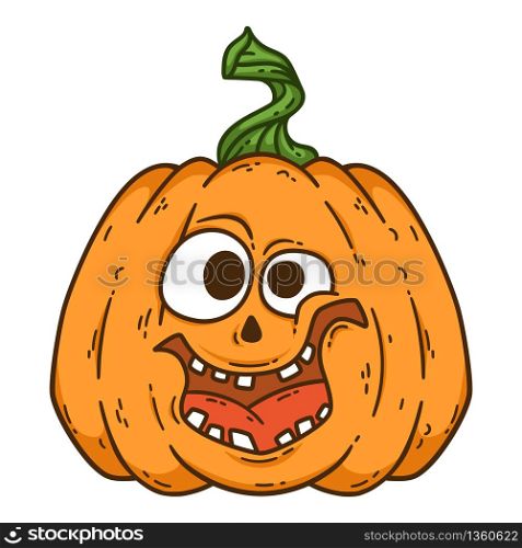Halloween smiling pumpkin. Pumpkinhead jack. Vector illustration isolated on white background. Use for printing, posters, t-shirt design, postcards.