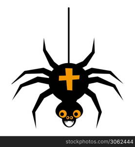 Halloween spider flat single icon. Halloween symbol of fear and danger. Halloween spider flat single icon. Halloween symbol of fear and danger. Black spooky decorative element. Vector illustration isolated on white background