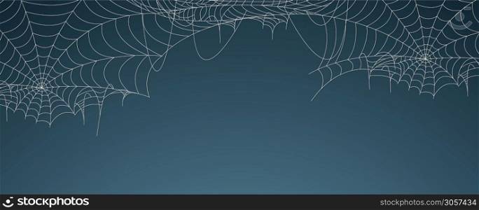 Halloween spider web banner, cobweb background