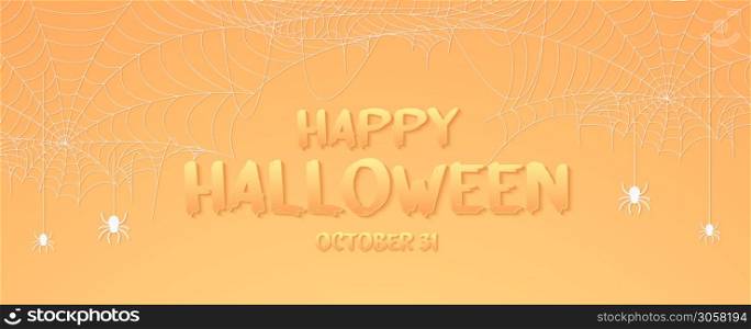 Halloween spider web banner, cobweb background with text
