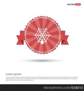 Halloween spider web icon - Red Ribbon banner