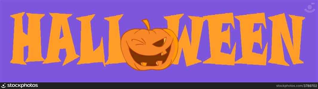 Halloween text with pumpkin