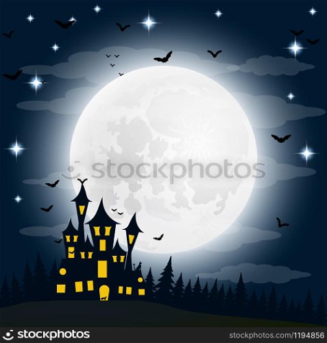 Halloween, the witch s house on the full moon. vector. Halloween, the witch s house on the full moon.