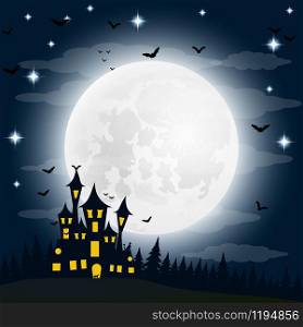 Halloween, the witch s house on the full moon. vector. Halloween, the witch s house on the full moon.