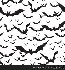 Halloween themed background with bats silhouettes on white background