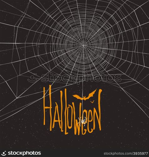 Halloween themed background with spider web and text