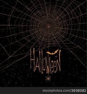 Halloween themed background with spider web and text
