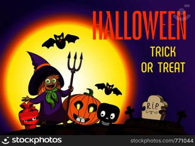 Halloween trick or treat concept background. Cartoon illustration of halloween trick or treat vector concept background for web design. Halloween trick or treat concept background, cartoon style