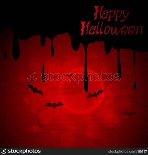 Halloween vector background with moon and bats.. Halloween vector background with moon and bats