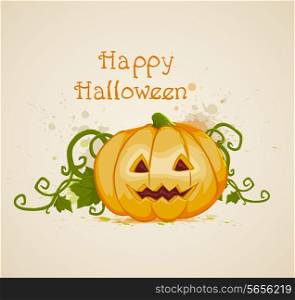 Halloween vector background with orange pumpkin