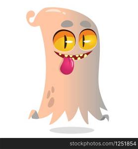 Halloween vector illustration of scary ghost on white background