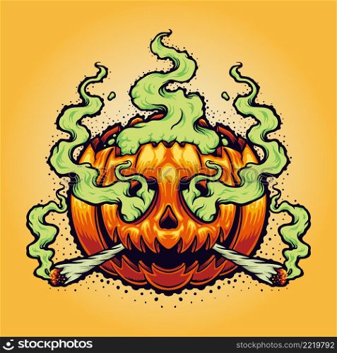 Halloween Weed Smoke Cartoon Vector illustrations for your work Logo, mascot merchandise t-shirt, stickers and Label designs, poster, greeting cards advertising business company or brands.