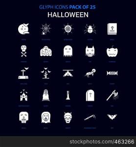 Halloween White icon over Blue background. 25 Icon Pack