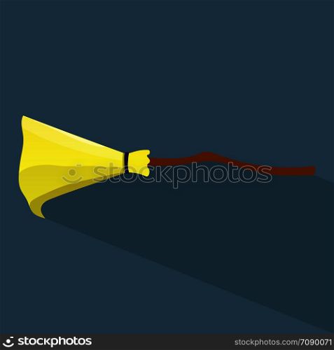 Halloween Witches Broomstick. Traditional Halloween Symbol, Accessory Object, Cartoon Broom. Vector Illustration for your Design.
