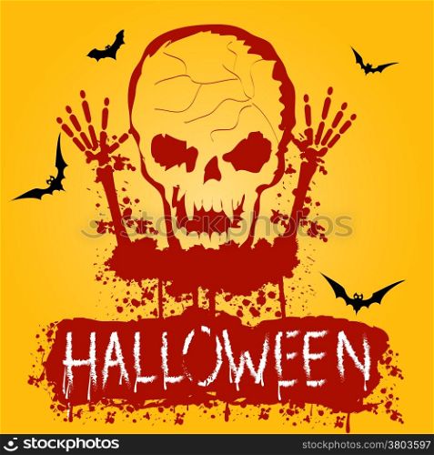 Halloween Zombie Party Poster. Vector illustration.