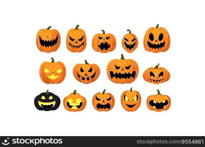 Halloweenp umpkins scary or happy faces. Vector illustration design.