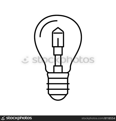 halogen light bulb line icon vector. halogen light bulb sign. isolated contour symbol black illustration. halogen light bulb line icon vector illustration