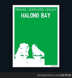 Halong Bay Ha Long, Vietnam monument landmark brochure Flat style and typography vector