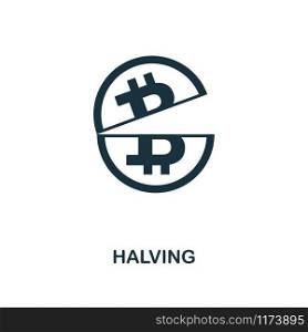 Halving icon. Monochrome style design from crypto currency collection. UI. Pixel perfect simple pictogram halving icon. Web design, apps, software, print usage.. Halving icon. Monochrome style design from crypto currency icon collection. UI. Pixel perfect simple pictogram halving icon. Web design, apps, software, print usage.