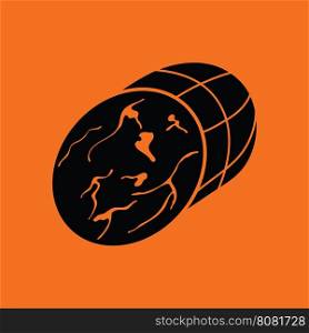 Ham icon. Orange background with black. Vector illustration.