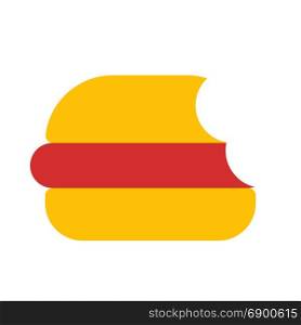 hamburger bite, icon on isolated background