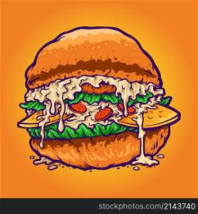 Hamburger Fastfood Cartoon Style Vector illustrations for your work Logo, mascot merchandise t-shirt, stickers and Label designs, poster, greeting cards advertising business company or brands.
