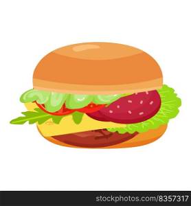 Hamburger icon cartoon vector. Cheese burger. Bun meat. Hamburger icon cartoon vector. Cheese burger