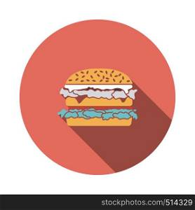 Hamburger Icon. Flat Circle Stencil Design With Long Shadow. Vector Illustration.