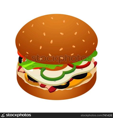 Hamburger icon. Isometric of hamburger vector icon for web design isolated on white background. Hamburger icon, isometric style