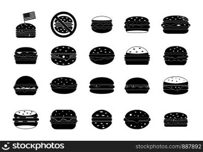 Hamburger icon set. Simple set of hamburger vector icons for web design isolated on white background. Hamburger icon set, simple style