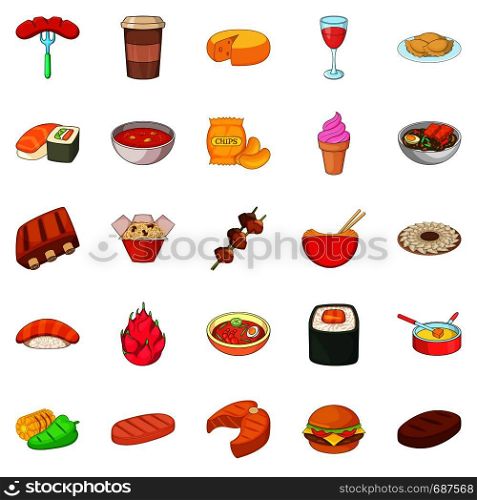 Hamburger icons set. Cartoon set of 25 hamburger vector icons for web isolated on white background. Hamburger icons set, cartoon style