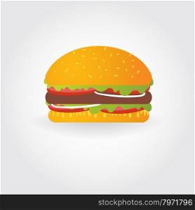 Hamburger illustration. Flat icon with tasty burger. Hamburger illustration. Flat icon with tasty burger.