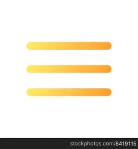 Hamburger menu pixel perfect flat gradient color ui icon. List of commands. Program configuration. Simple filled pictogram. GUI, UX design for mobile application. Vector isolated RGB illustration. Hamburger menu pixel perfect flat gradient color ui icon