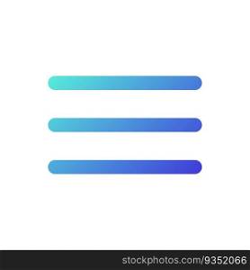 Hamburger menu pixel perfect gradient linear ui icon. List of commands. Program configuration. Line color user interface symbol. Modern style pictogram. Vector isolated outline illustration. Hamburger menu pixel perfect gradient linear ui icon
