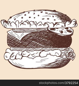 Hamburger sketch. EPS 10 vector illustration without transparency.