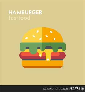 Hamburger. Vector illustration, icon. Fast food.