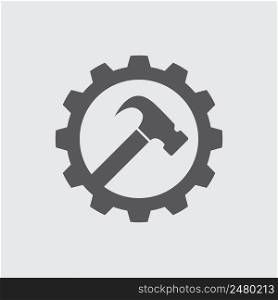 Hammer and gear logo vector flat design